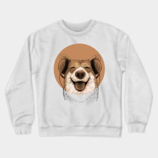 Happy Smiling face Pup with Headphone Music Crewneck Sweatshirt